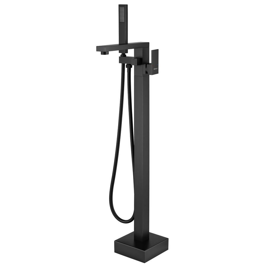 360° Swivel Cube Freestanding Tub Faucet with Hand Shower Single Handle