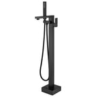 360° Swivel Cube Freestanding Tub Faucet with Hand Shower Single Handle