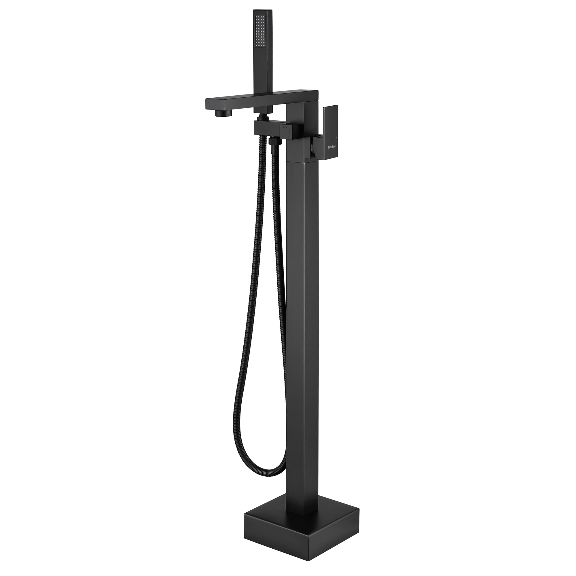 360° Swivel Cube Freestanding Tub Faucet with Hand Shower Single Handle