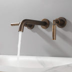 Wall-Mounted Bathroom Faucet with Drain Assembly Solid Brass 3-Piece Set