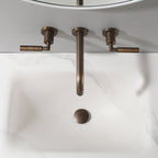 Wall-Mounted Bathroom Faucet with Drain Assembly Solid Brass 3-Piece Set