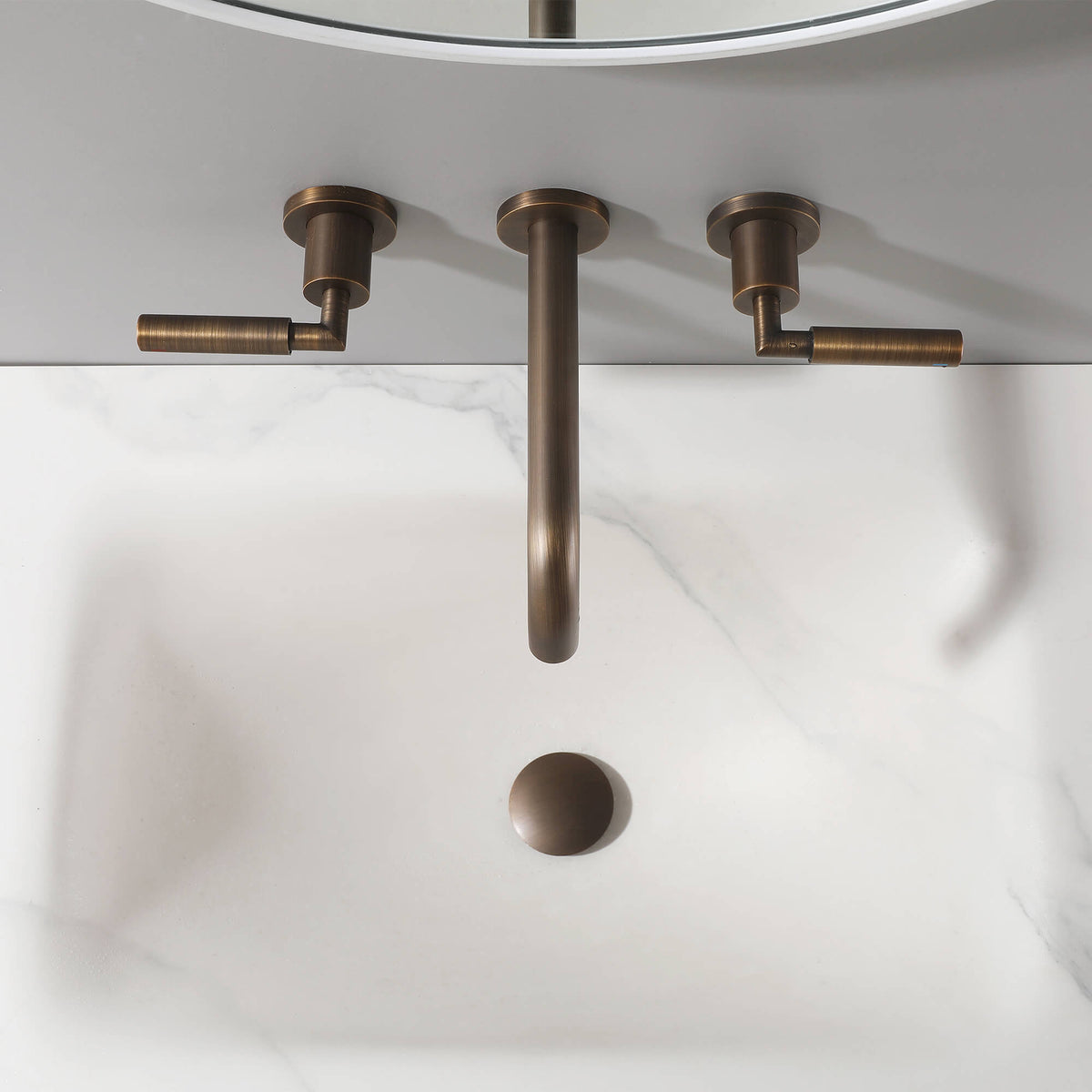 Wall-Mounted Bathroom Faucet with Drain Assembly Solid Brass 3-Piece Set