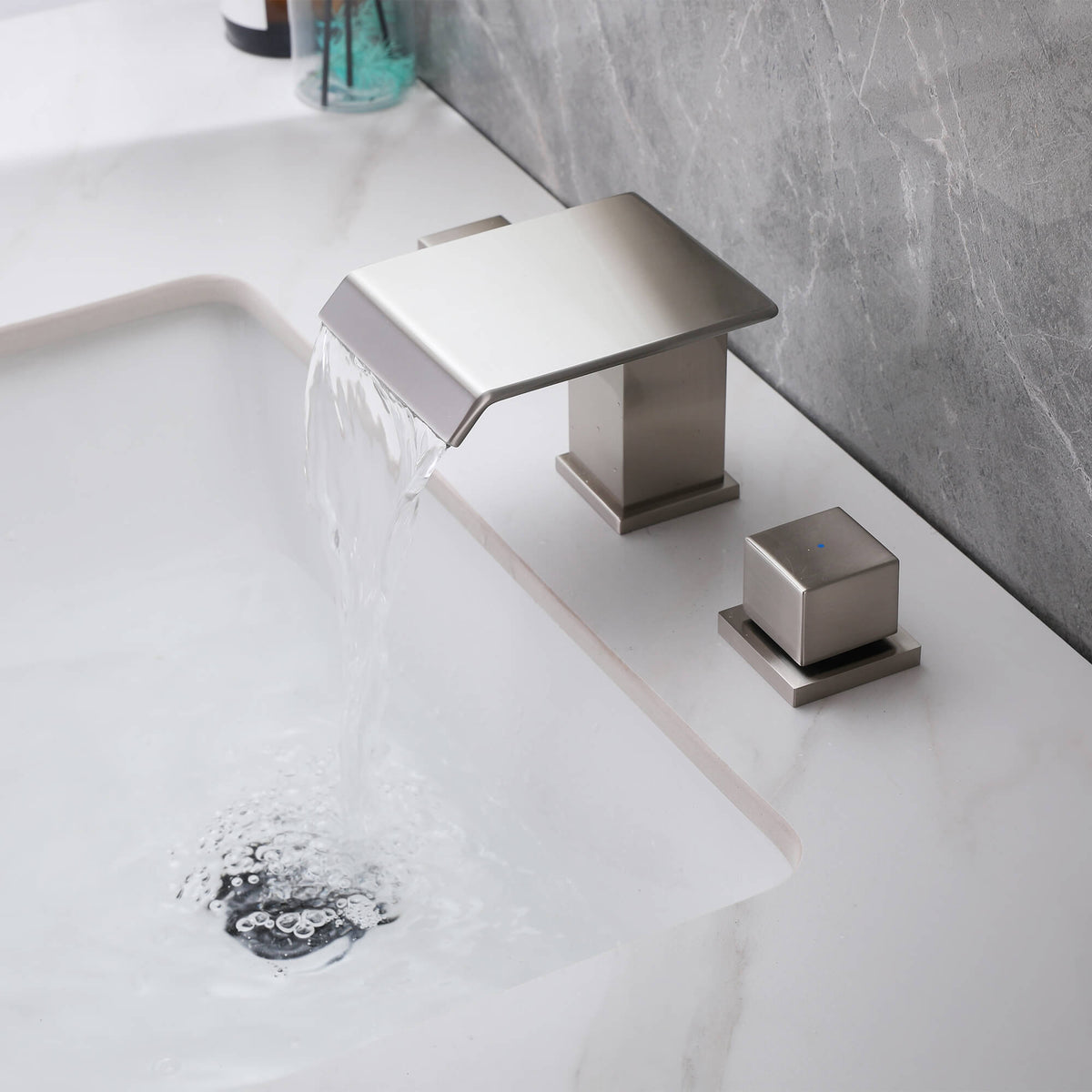 6-12'' Widespread Waterfall Bathroom Faucet with 304 Stainless Steel Storage Top