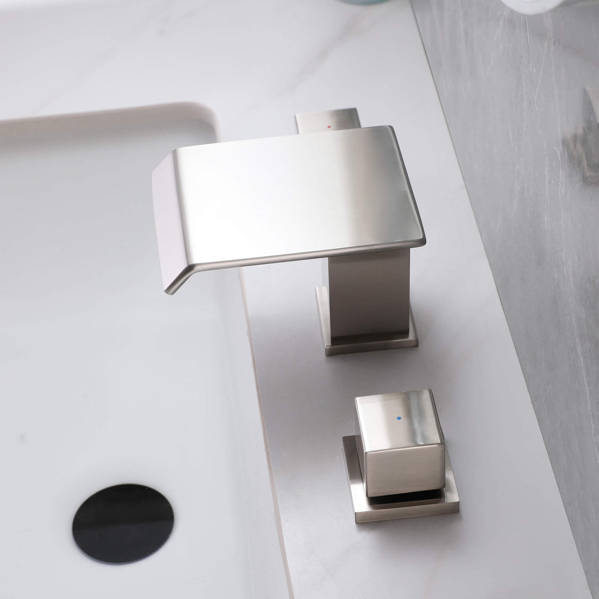 6-12'' Widespread Waterfall Bathroom Faucet with 304 Stainless Steel Storage Top