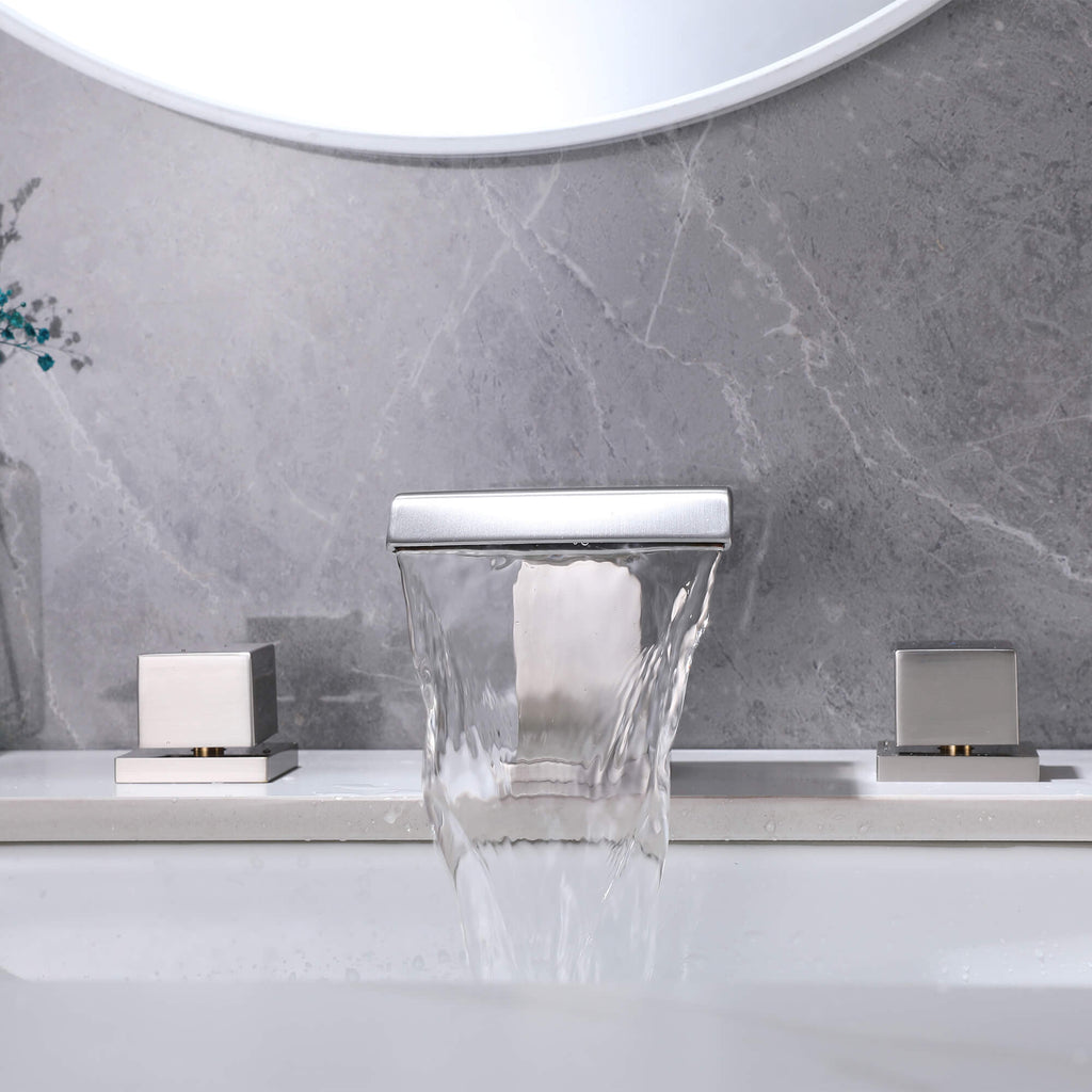 6-12'' Widespread Waterfall Bathroom Faucet with 304 Stainless Steel Storage Top