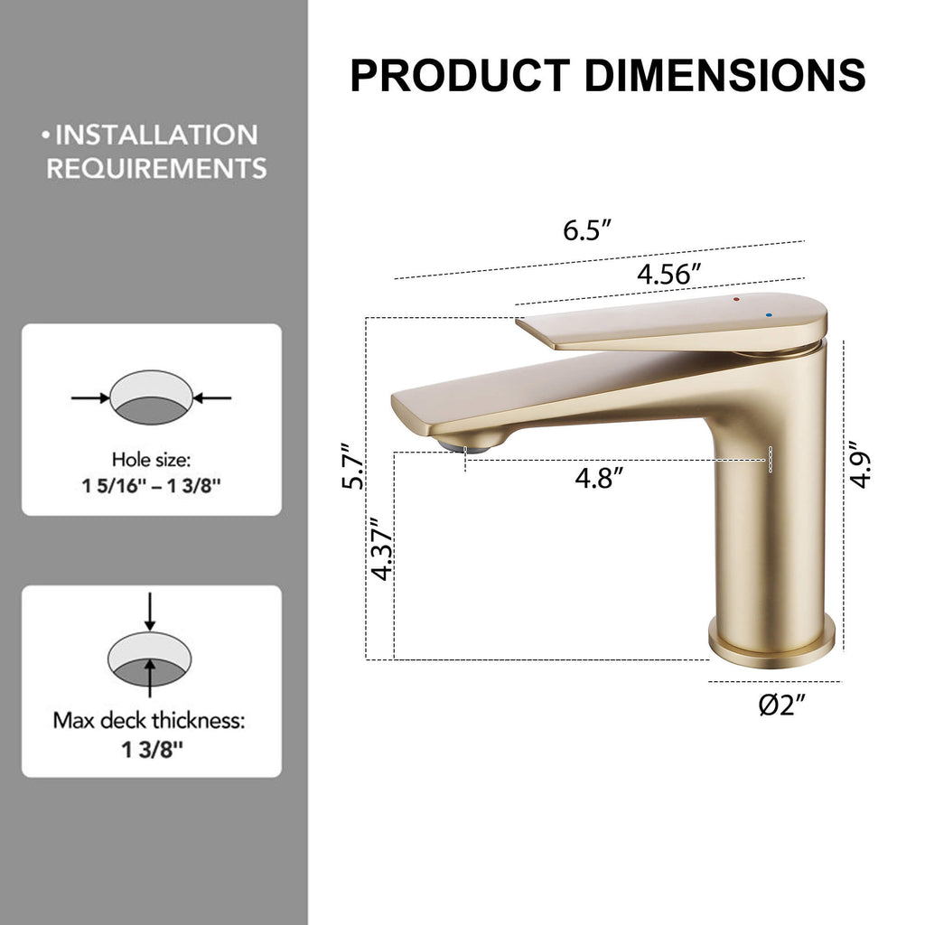 Modern Streamlined Flat-Spout Solid Brass Basin Faucet