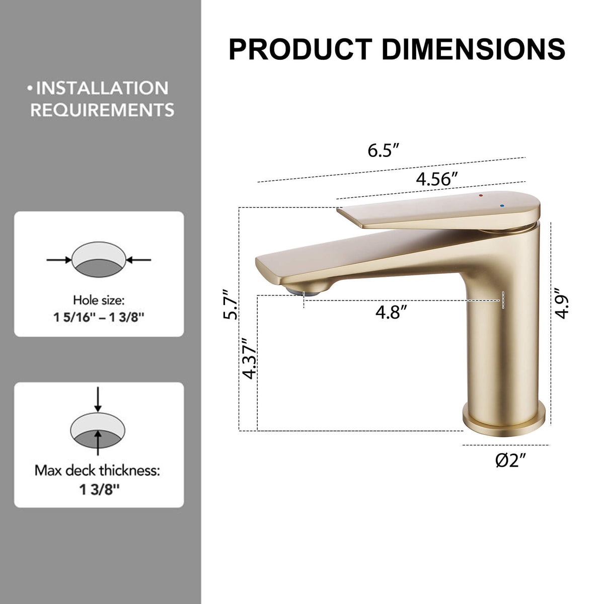 Modern Streamlined Flat-Spout Solid Brass Basin Faucet
