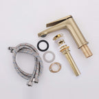 Modern Streamlined Flat-Spout Solid Brass Basin Faucet