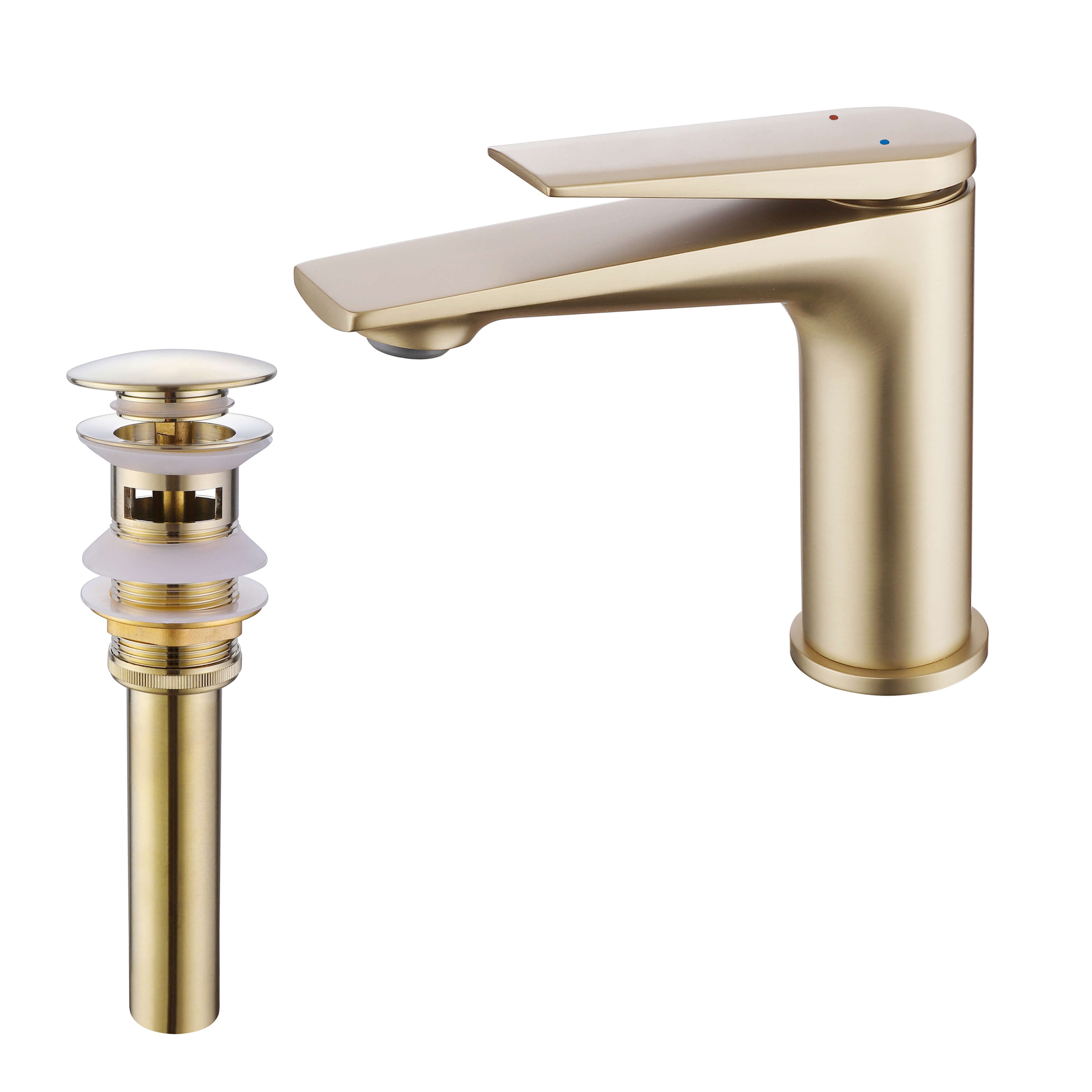 Modern Streamlined Flat-Spout Solid Brass Basin Faucet