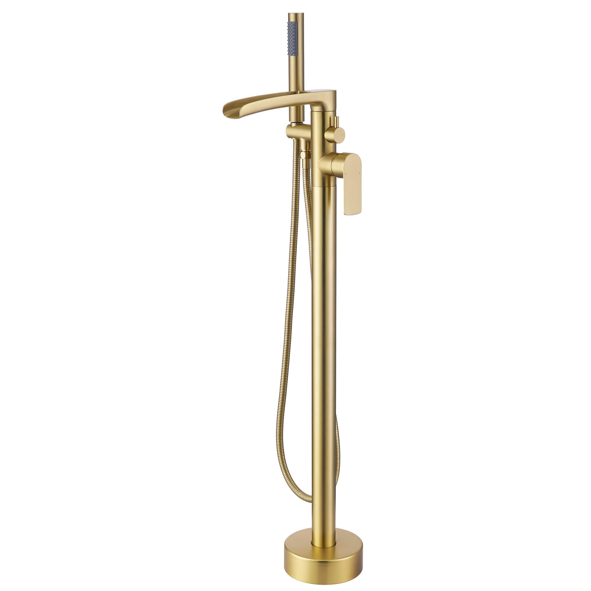 Waterfall Freestanding Bathtub Faucet with Open-Channel Spout and Hand Shower