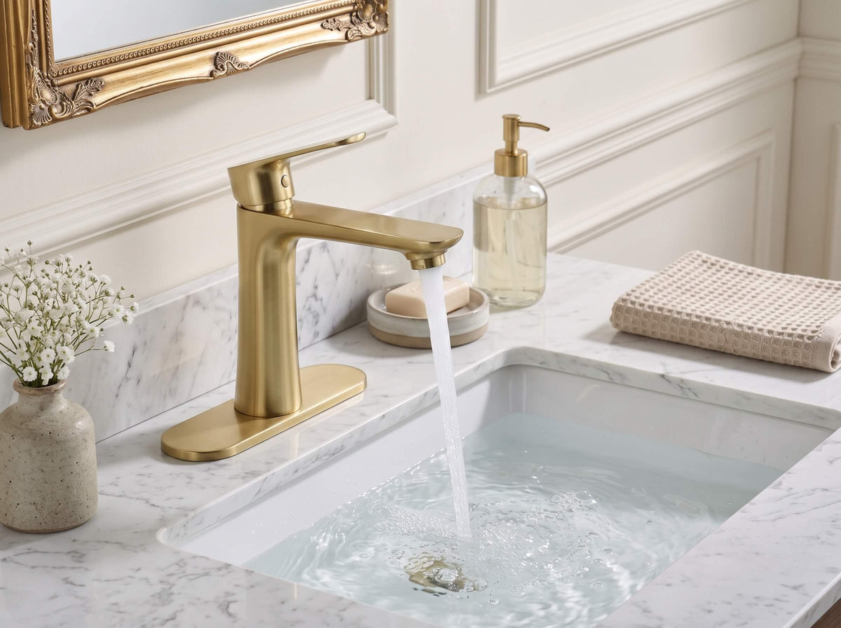 6.61"H Bathroom Sink Faucet with 10-Inch Deck Plate