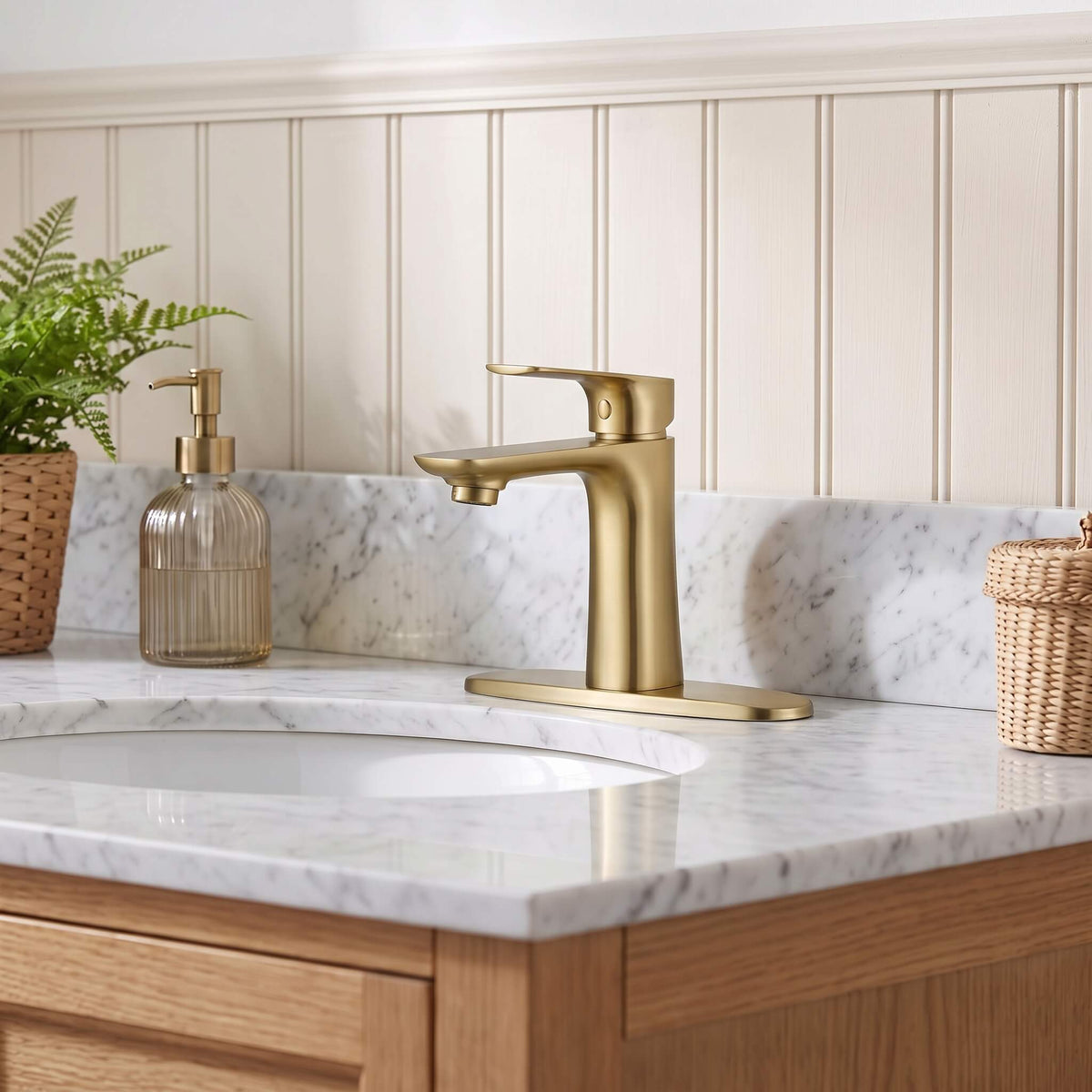6.61"H Bathroom Sink Faucet with 10-Inch Deck Plate