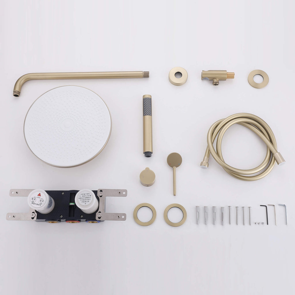 2-Functions Dual-Head Shower System with Thin Circular Rainfall Head