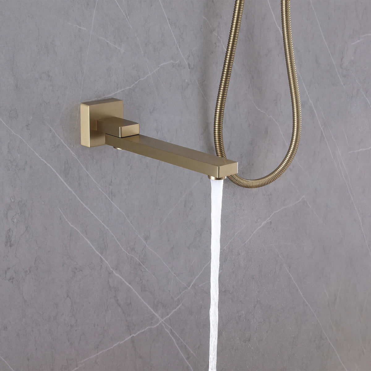 Concealed Tub Shower System with Fold-Away Tub Spout & 3-Function Hand Shower