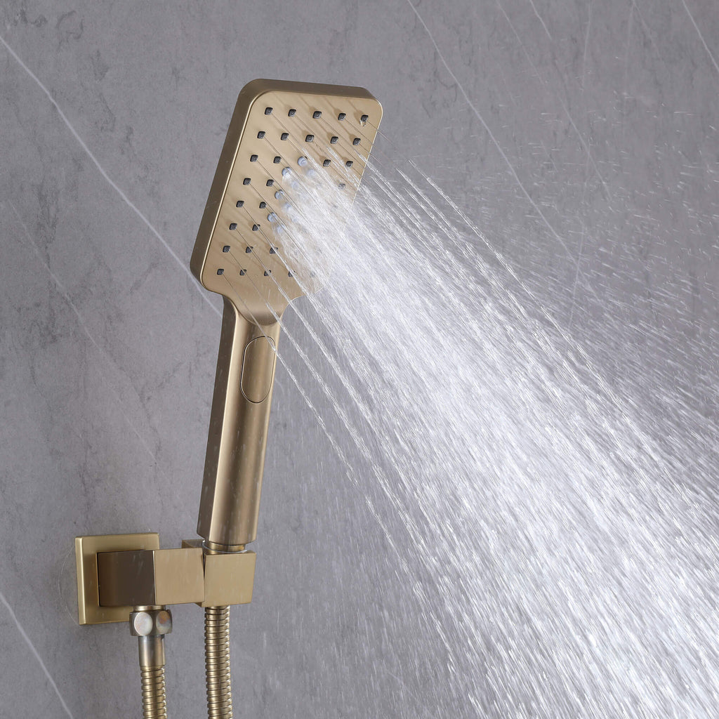 Concealed Tub Shower System with Fold-Away Tub Spout & 3-Function Hand Shower