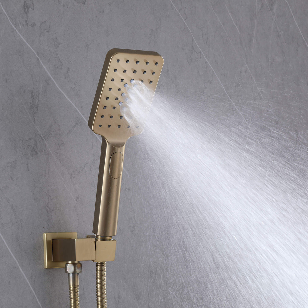 Concealed Tub Shower System with Fold-Away Tub Spout & 3-Function Hand Shower