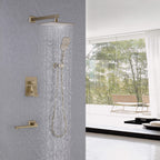 Concealed Tub Shower System with Fold-Away Tub Spout & 3-Function Hand Shower