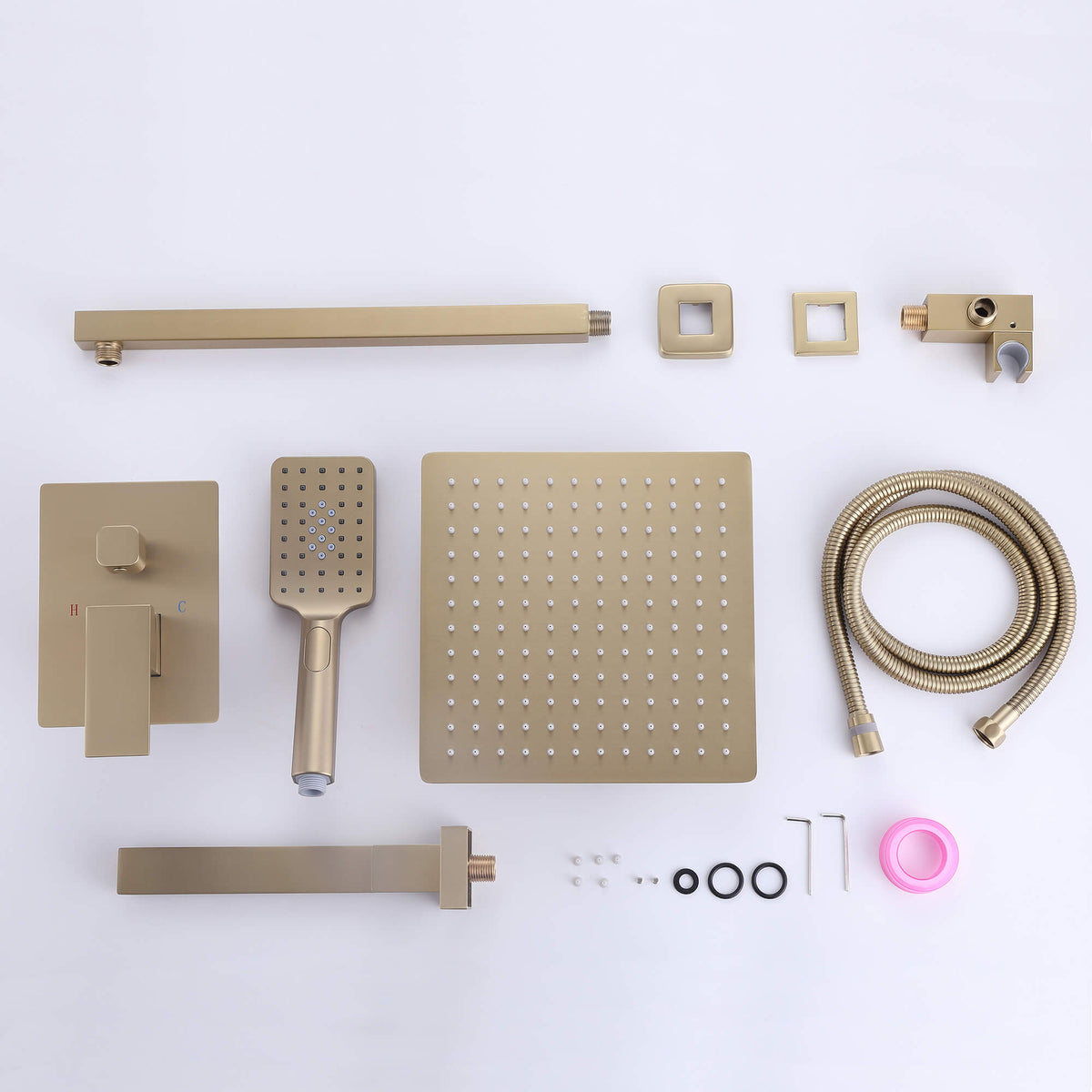 Concealed Tub Shower System with Fold-Away Tub Spout & 3-Function Hand Shower