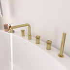 5-Hole Roman Tub Filler Faucet with Hand Shower | Separate Hot/Cold Water Controls