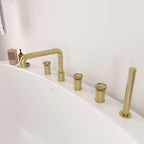 5-Hole Roman Tub Filler Faucet with Hand Shower | Separate Hot/Cold Water Controls
