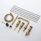 5-Hole Roman Tub Filler Faucet with Hand Shower | Separate Hot/Cold Water Controls