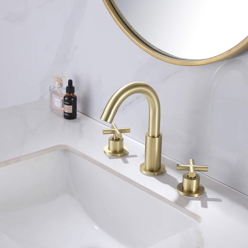 360 Swivel Gooseneck Widespread Bathroom Faucet Drain Assembly