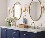 360° Swivel Gooseneck Widespread Bathroom Sink Faucet with Drain