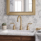 360° Swivel Gooseneck Widespread Bathroom Sink Faucet with Drain