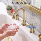 360° Swivel Gooseneck Widespread Bathroom Sink Faucet with Drain