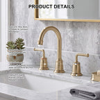 360° Swivel Gooseneck Widespread Bathroom Sink Faucet with Drain