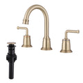 360° Swivel Gooseneck Widespread Bathroom Sink Faucet with Drain
