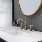 8" Spread 3-Hole Bathroom Faucet with 360° Spout Dual Cross Handles