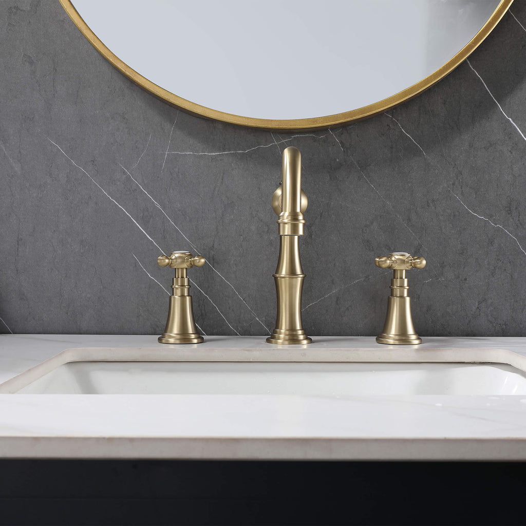 8" Spread 3-Hole Bathroom Faucet with 360° Spout Dual Cross Handles