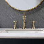 8" Spread 3-Hole Bathroom Faucet with 360° Spout Dual Cross Handles