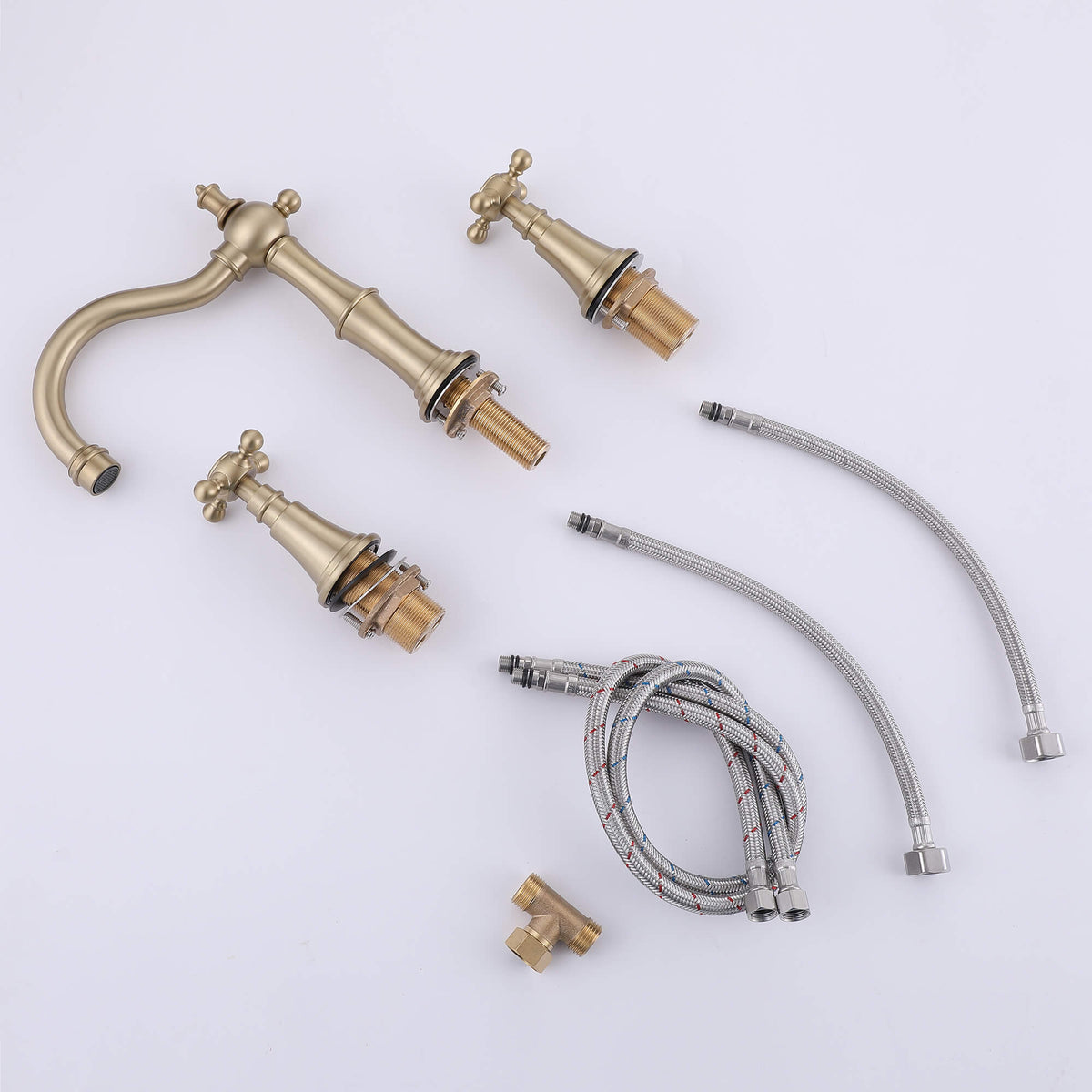 8" Spread 3-Hole Bathroom Faucet with 360° Spout Dual Cross Handles