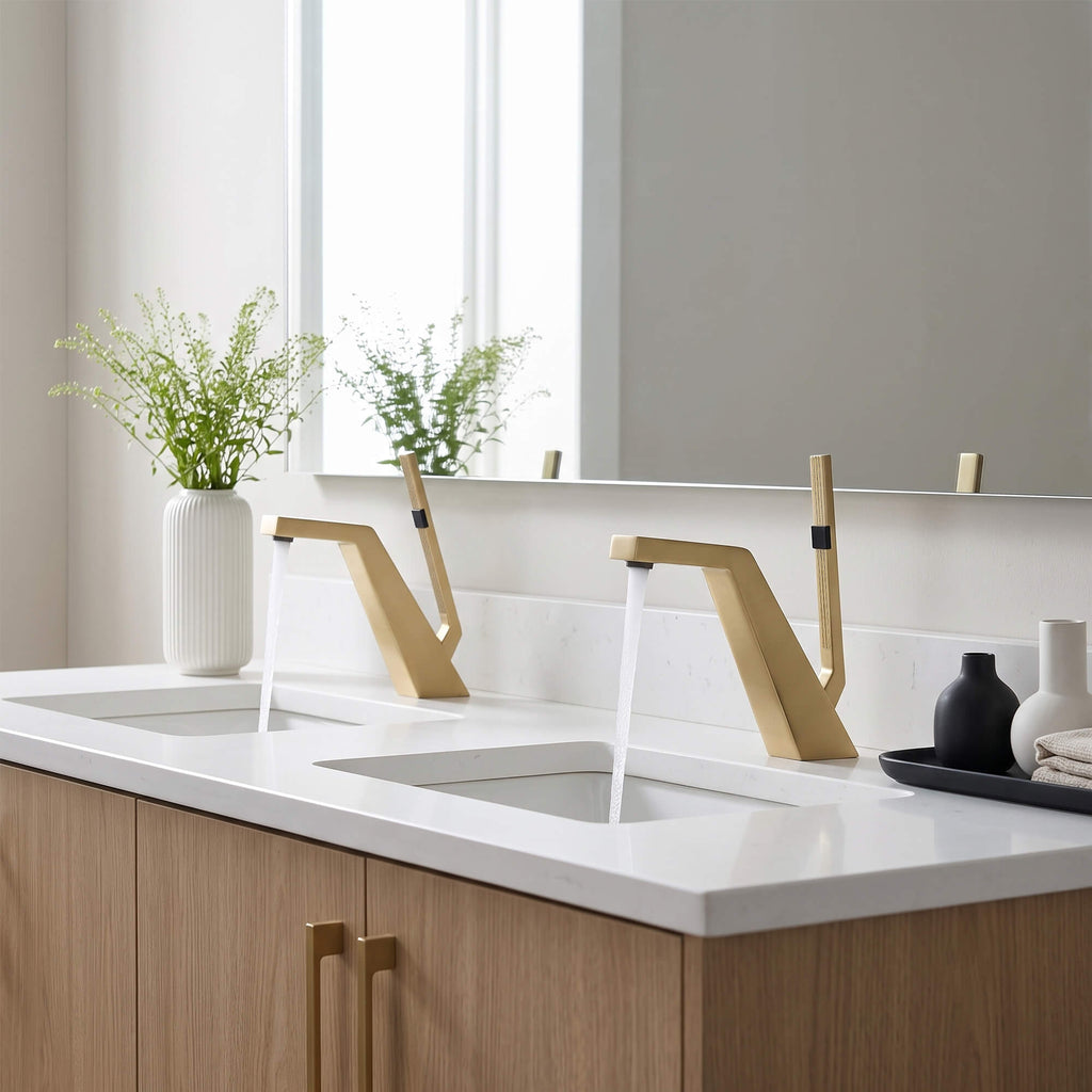 Brass Modern Single-Hole Bathroom Sink Faucet with 5° Angled Spout