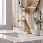Brass Modern Single-Hole Bathroom Sink Faucet with 5° Angled Spout