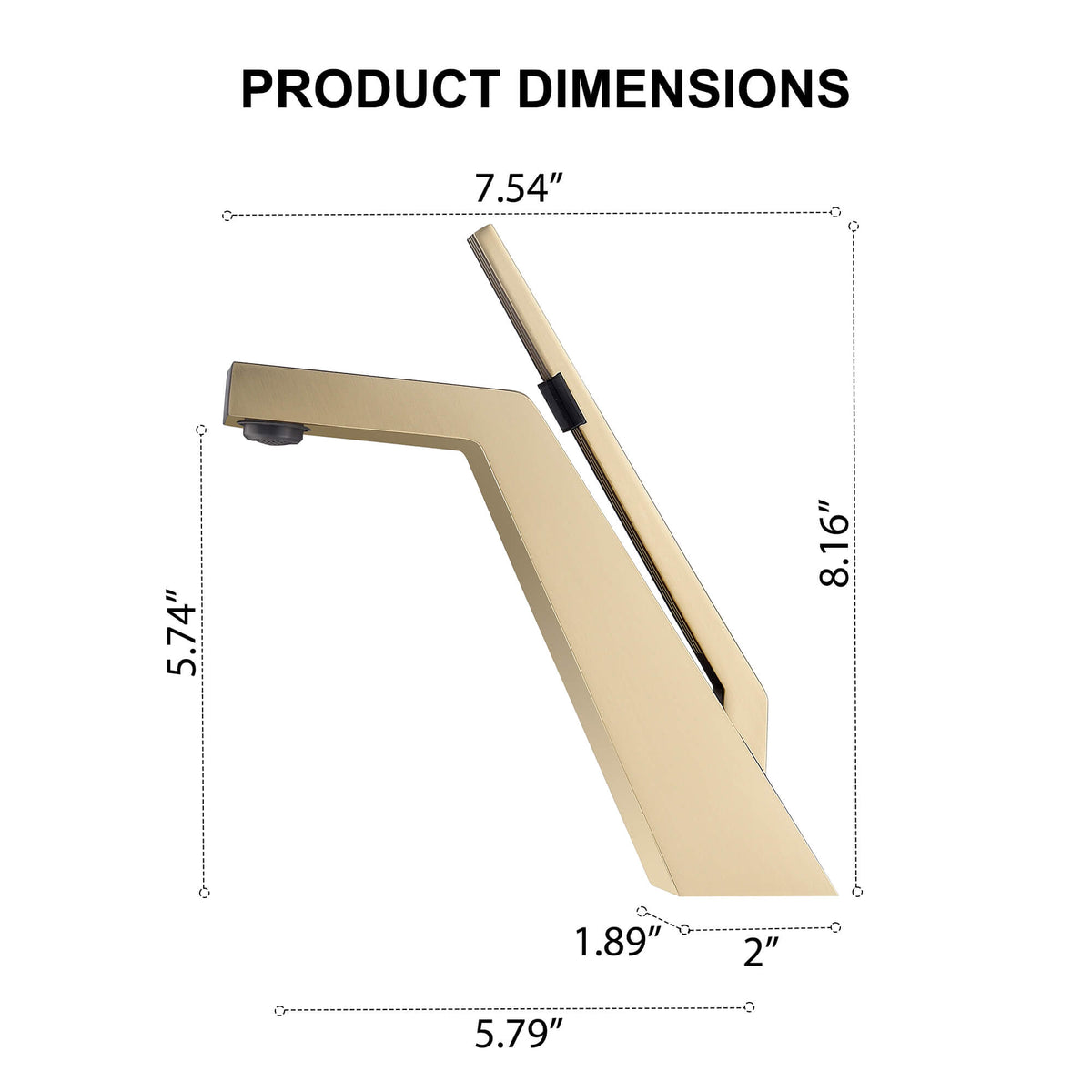 Brass Modern Single-Hole Bathroom Sink Faucet with 5° Angled Spout