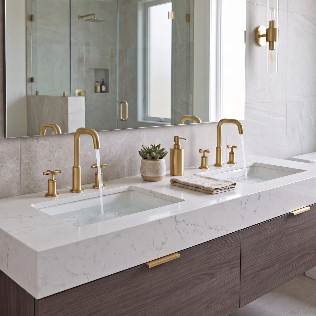 Brass Raised-Arch Widespread Bathroom Faucet with Cross Handles