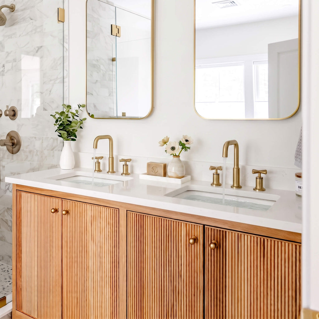 Brass Raised-Arch Widespread Bathroom Faucet with Cross Handles