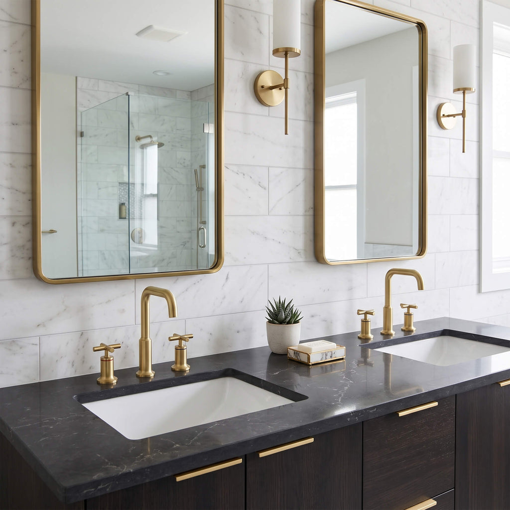 Brass Raised-Arch Widespread Bathroom Faucet with Cross Handles
