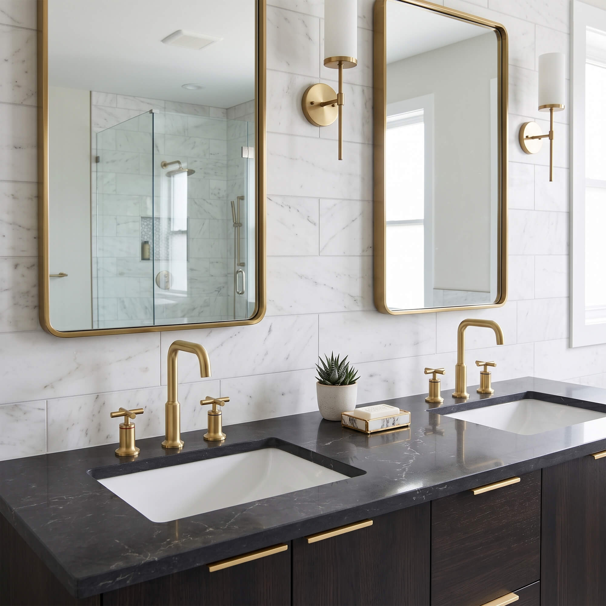 Brass Raised-Arch Widespread Bathroom Faucet with Cross Handles