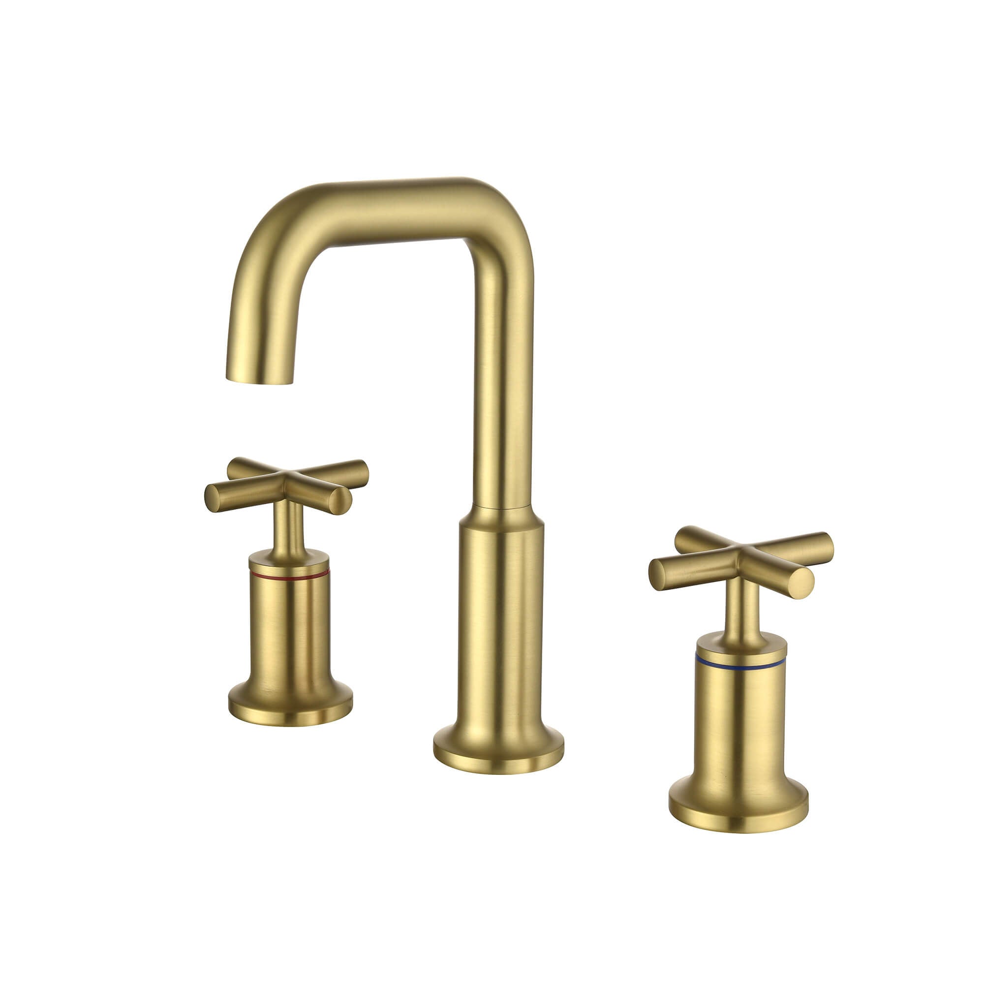 Brass Raised-Arch Widespread Bathroom Faucet with Cross Handles