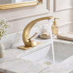 7.68" Brass Single Hole Single Lever Handle Bathroom Sink Faucet with Curved Spout