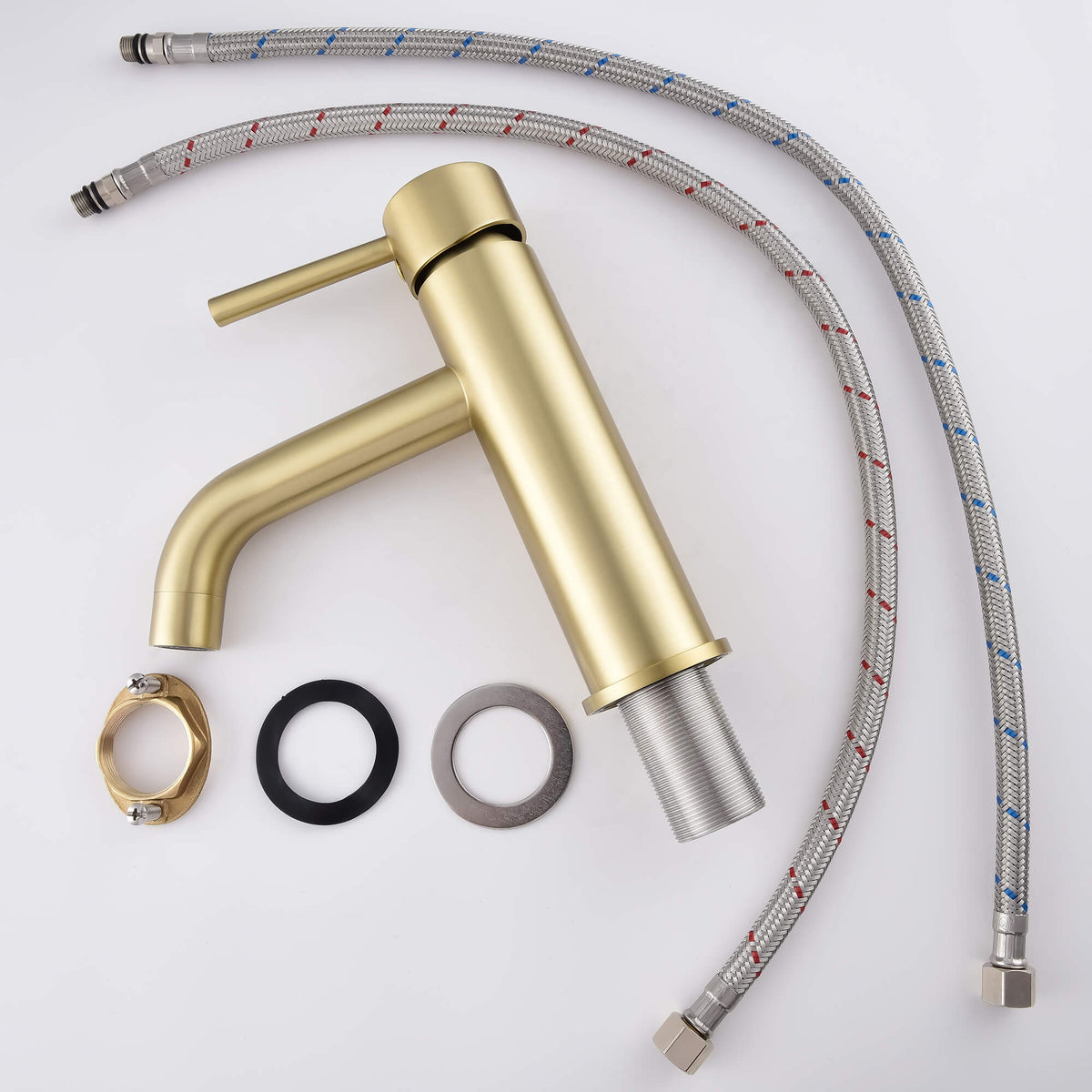 7.28" Single Hole Bathroom Sink Faucet with Extended Curved Spout Brass Single Handle Tap