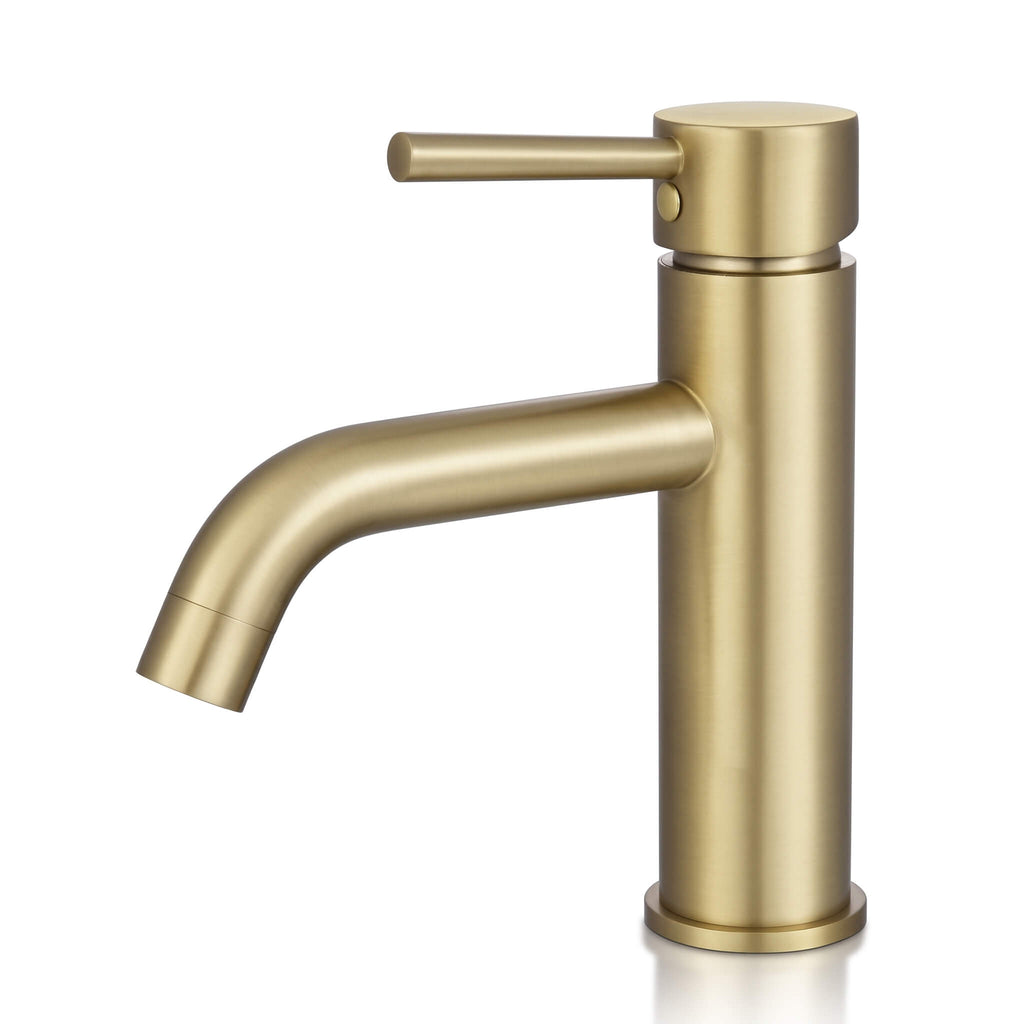 7.28" Single Hole Bathroom Sink Faucet with Extended Curved Spout Brass Single Handle Tap