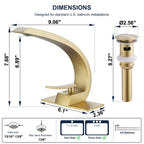7.68" Brass Single Hole Single Lever Handle Bathroom Sink Faucet with Curved Spout