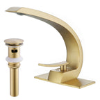 7.68" Brass Single Hole Single Lever Handle Bathroom Sink Faucet with Curved Spout