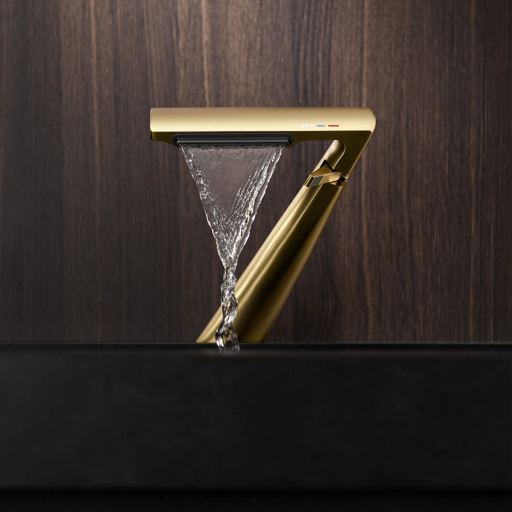 6.2" H Brass Single Hole Waterfall Bathroom Sink Faucet