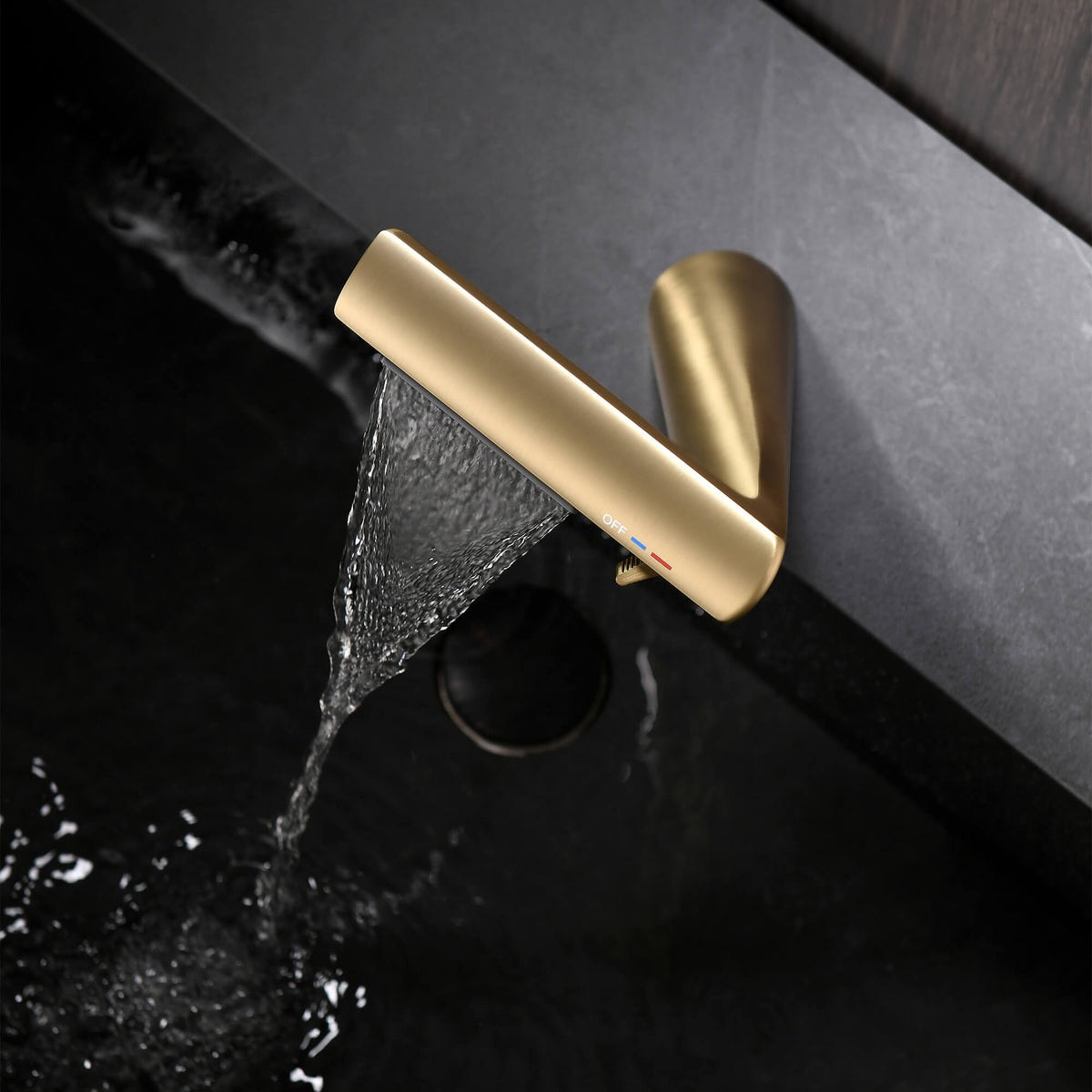 6.2" H Brass Single Hole Waterfall Bathroom Sink Faucet